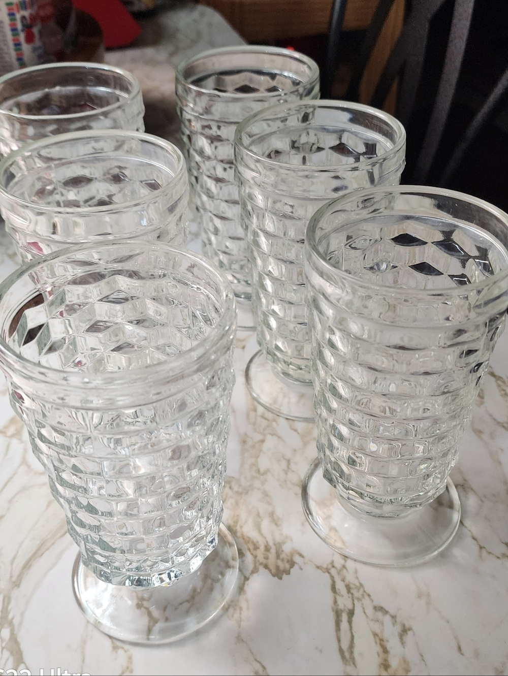 Indiana Glass Clear Patterned Pedestal Tumblers - Set of 6